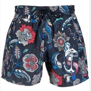 Etro Mens  Floral-Print Swim Trunks Shorts Size L